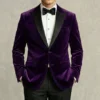 Mens Peak Lapel Purple Velvet Tuxedo Jacket​ – Two Button