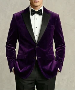 Mens Peak Lapel Purple Velvet Tuxedo Jacket​ – Two Button