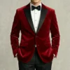 red velvet tuxedo jacket