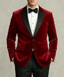 red velvet tuxedo jacket