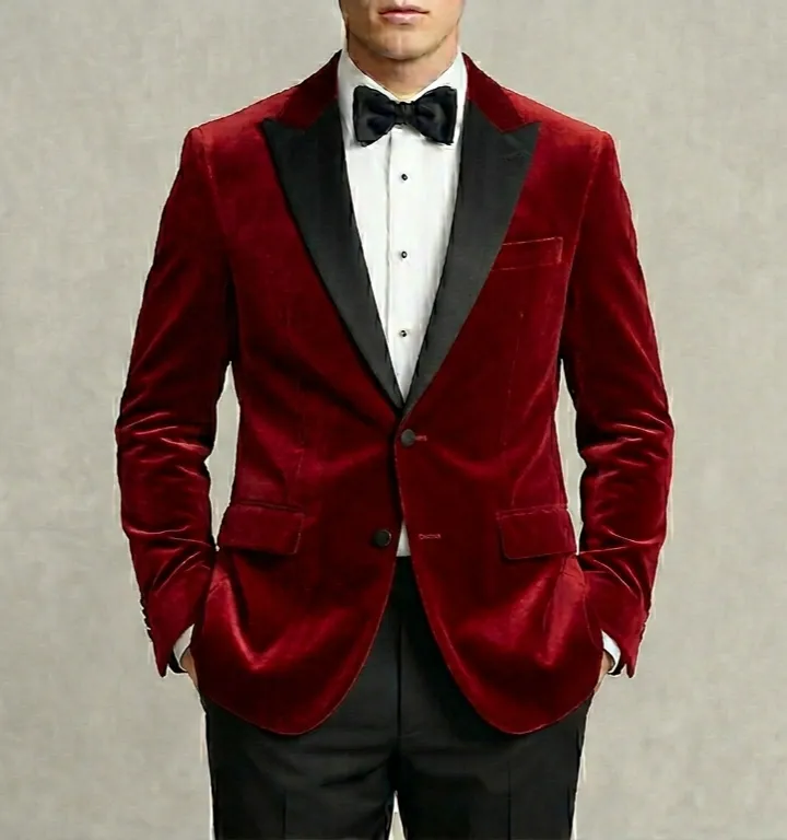red velvet tuxedo jacket