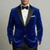 Mens Peak Lapel Royal Blue Velvet Tuxedo Jacket​ – Two Button