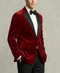 velvet tuxedo jacket red