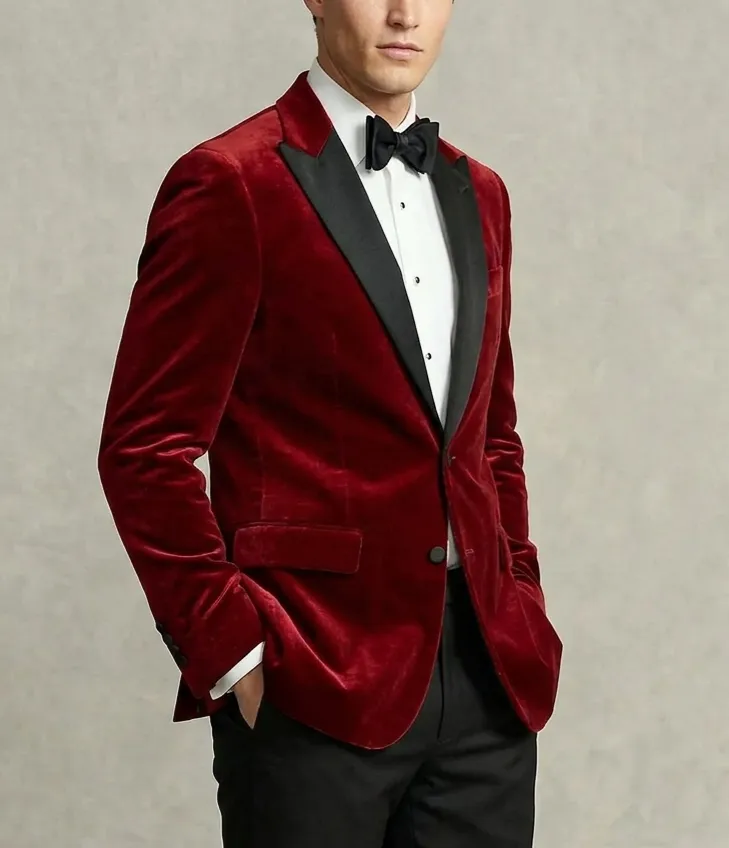 velvet tuxedo jacket red